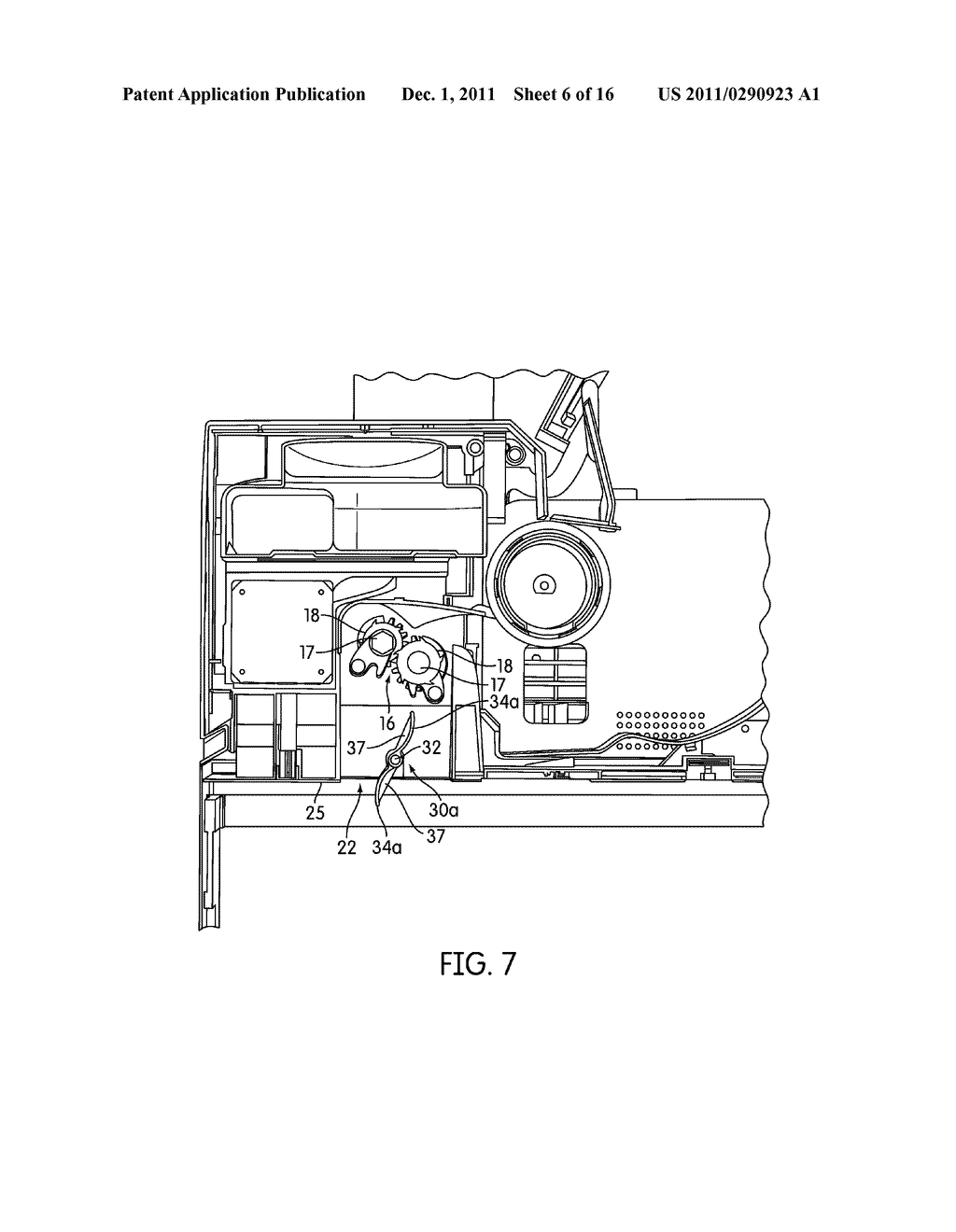 SHREDDER WITH ROTATABLE DEVICE FOR MOVING SHREDDED MATERIALS ADJACENT THE     OUTLET - diagram, schematic, and image 07