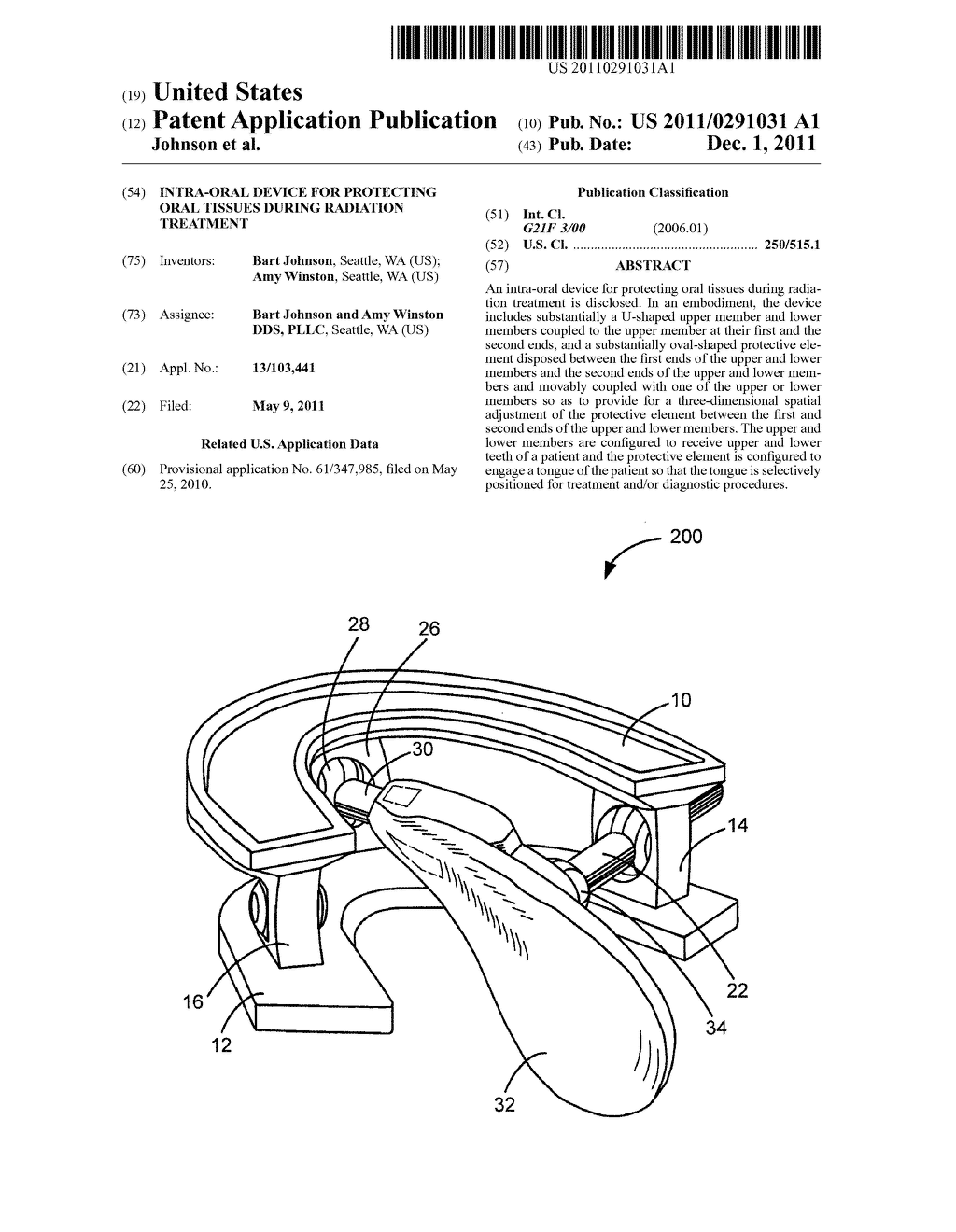 INTRA-ORAL DEVICE FOR PROTECTING ORAL TISSUES DURING RADIATION TREATMENT - diagram, schematic, and image 01