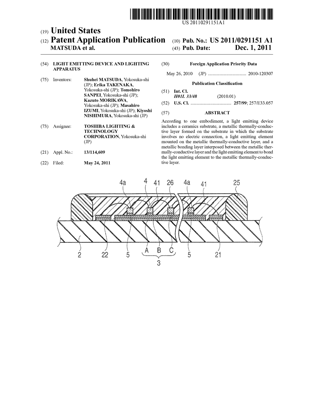 LIGHT EMITTING DEVICE AND LIGHTING APPARATUS - diagram, schematic, and image 01