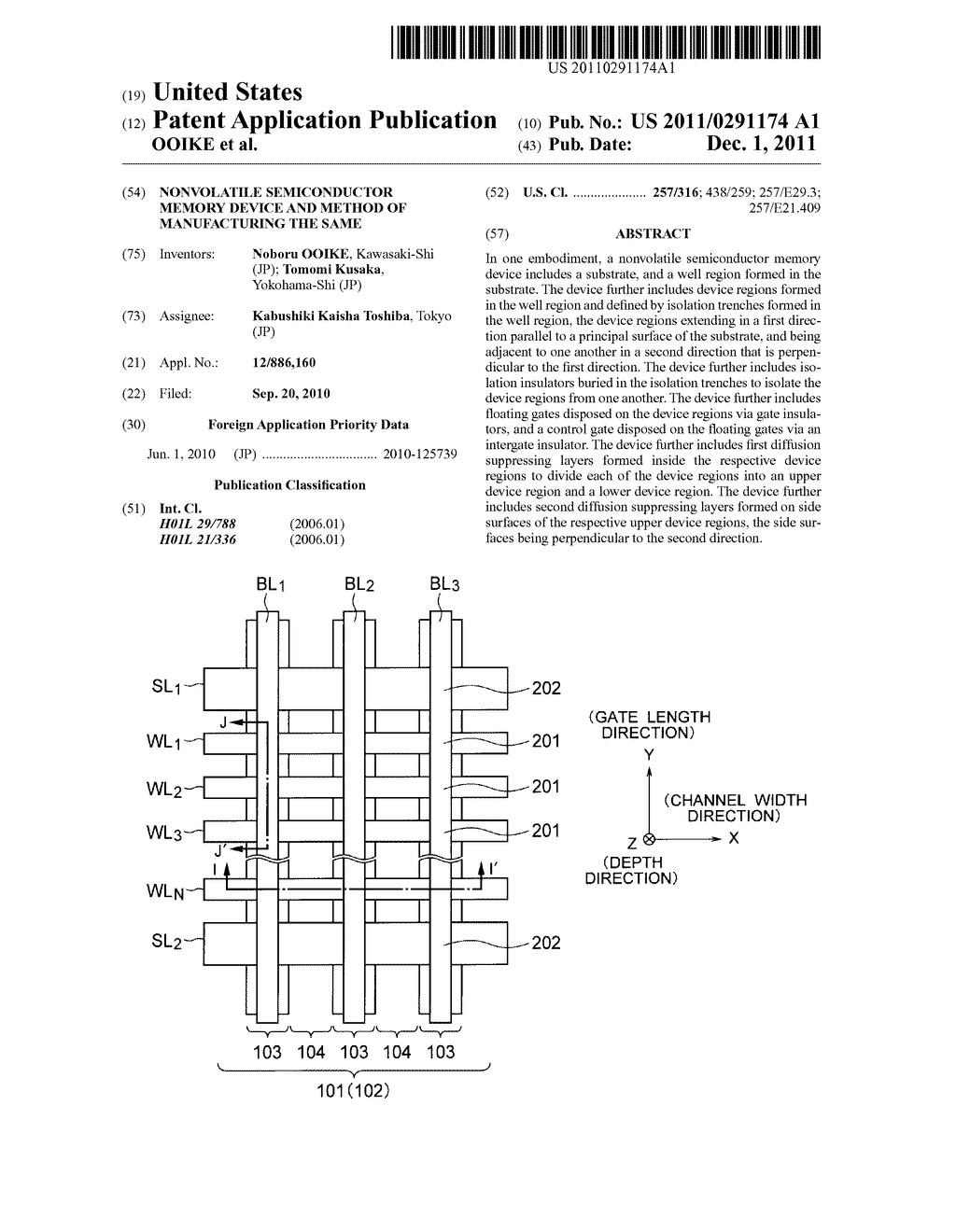 NONVOLATILE SEMICONDUCTOR MEMORY DEVICE AND METHOD OF MANUFACTURING THE     SAME - diagram, schematic, and image 01