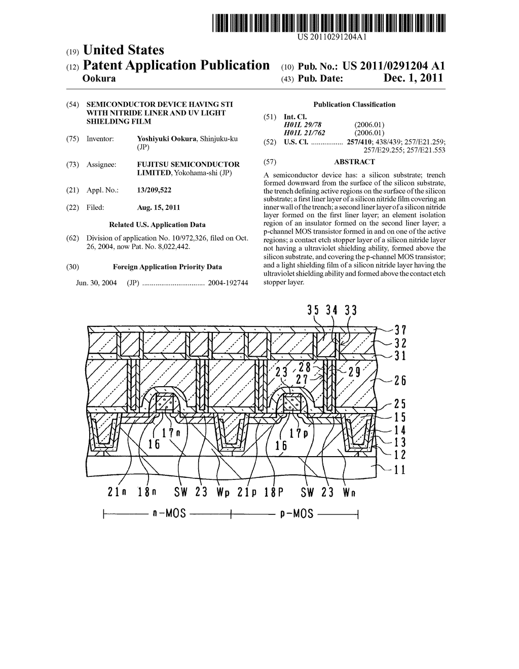 SEMICONDUCTOR DEVICE HAVING STI WITH NITRIDE LINER AND UV LIGHT SHIELDING     FILM - diagram, schematic, and image 01