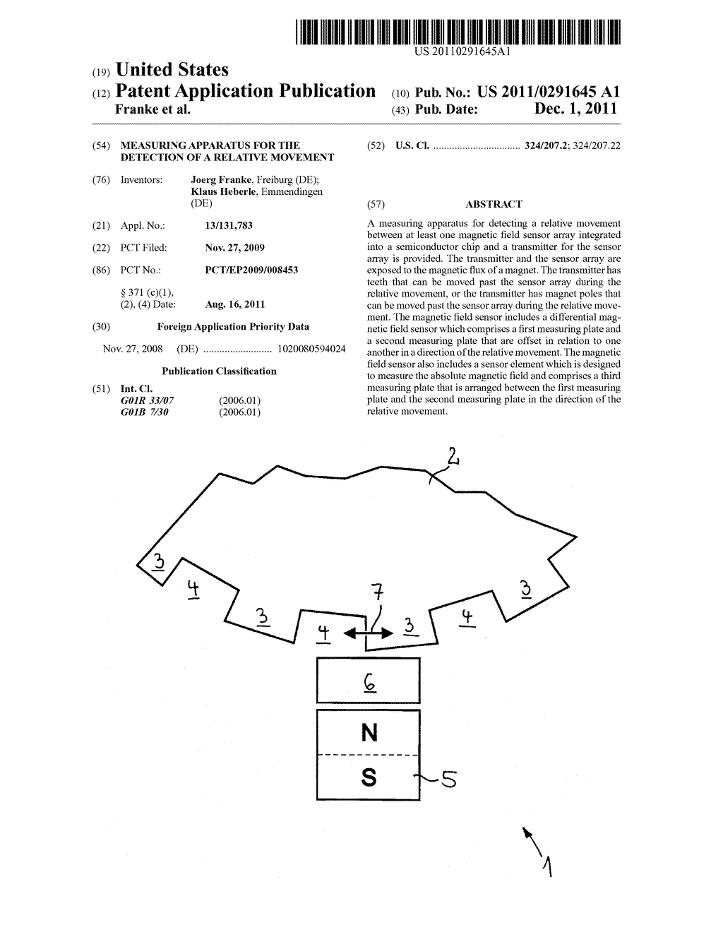 MEASURING APPARATUS FOR THE DETECTION OF A RELATIVE MOVEMENT - diagram, schematic, and image 01