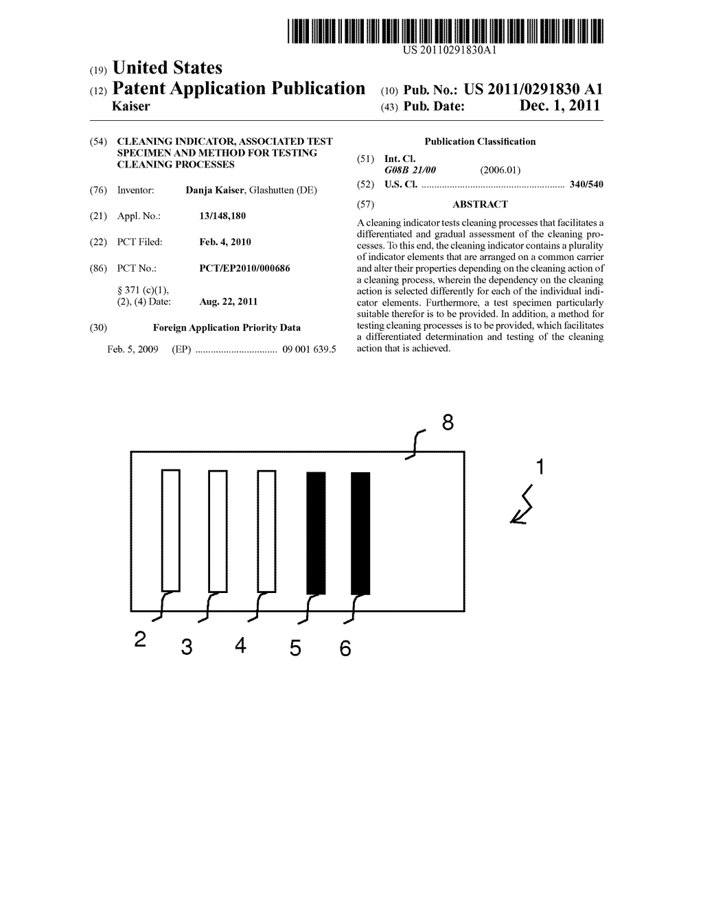 CLEANING INDICATOR, ASSOCIATED TEST SPECIMEN AND METHOD FOR TESTING     CLEANING PROCESSES - diagram, schematic, and image 01