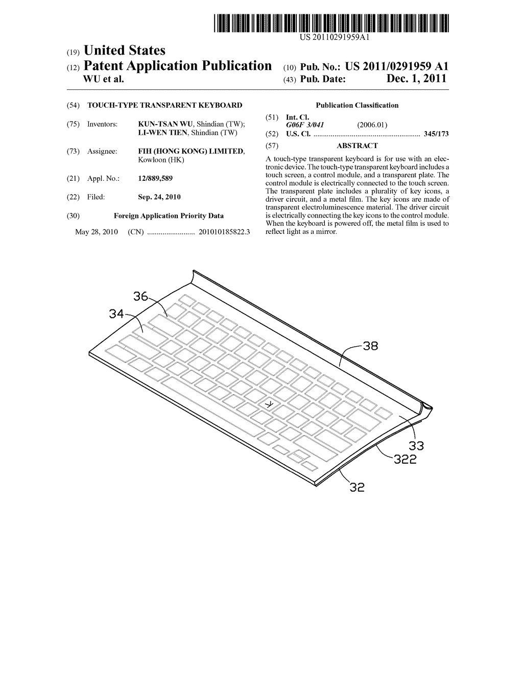 TOUCH-TYPE TRANSPARENT KEYBOARD - diagram, schematic, and image 01