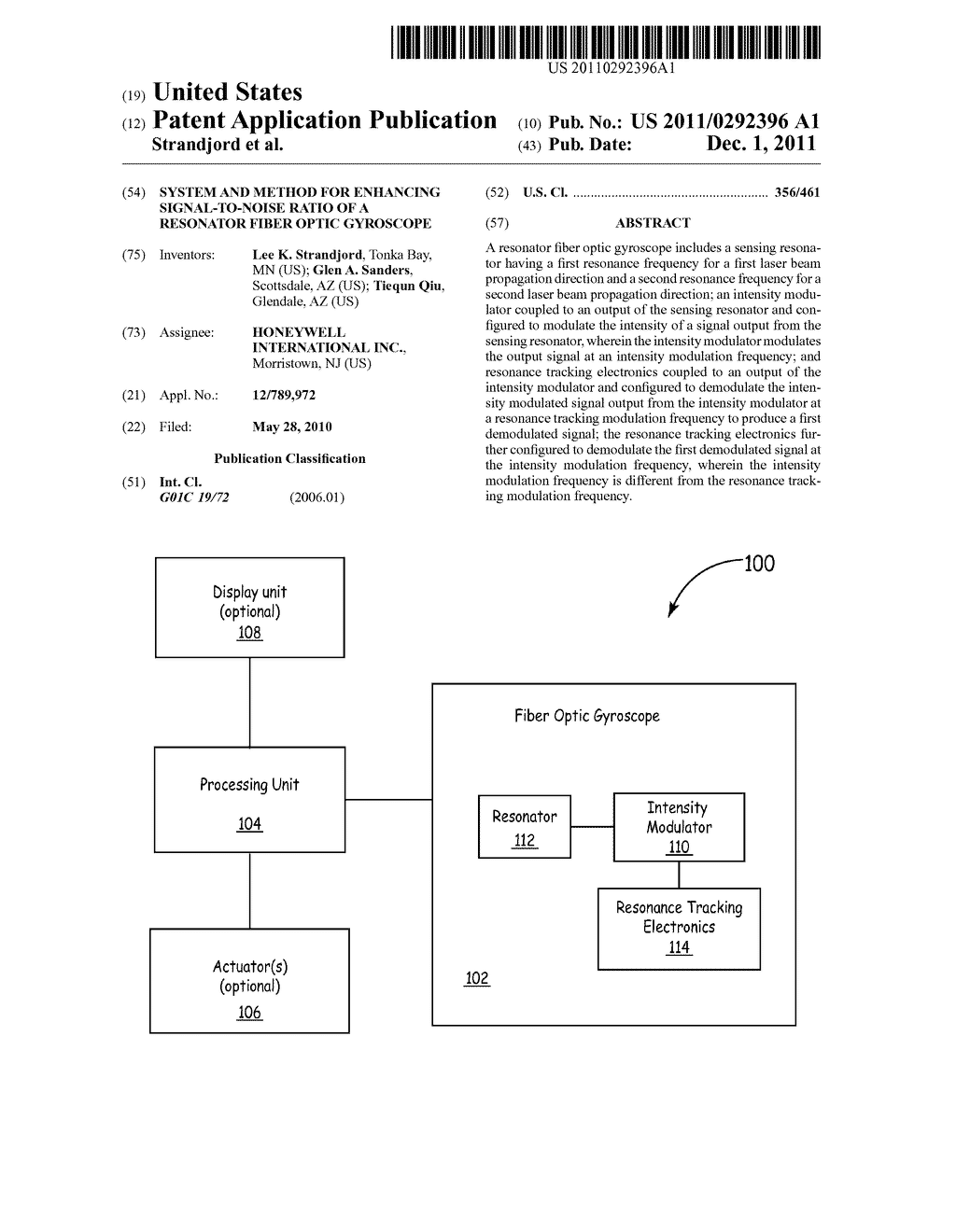 SYSTEM AND METHOD FOR ENHANCING SIGNAL-TO-NOISE RATIO OF A RESONATOR FIBER     OPTIC GYROSCOPE - diagram, schematic, and image 01