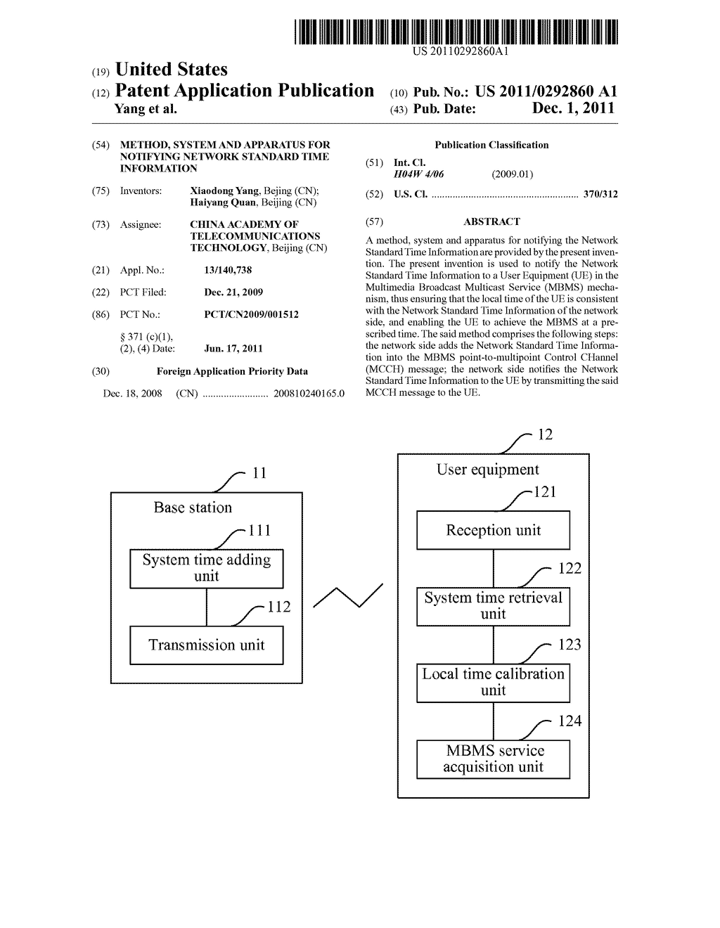 Method, System and Apparatus for Notifying Network Standard Time     Information - diagram, schematic, and image 01