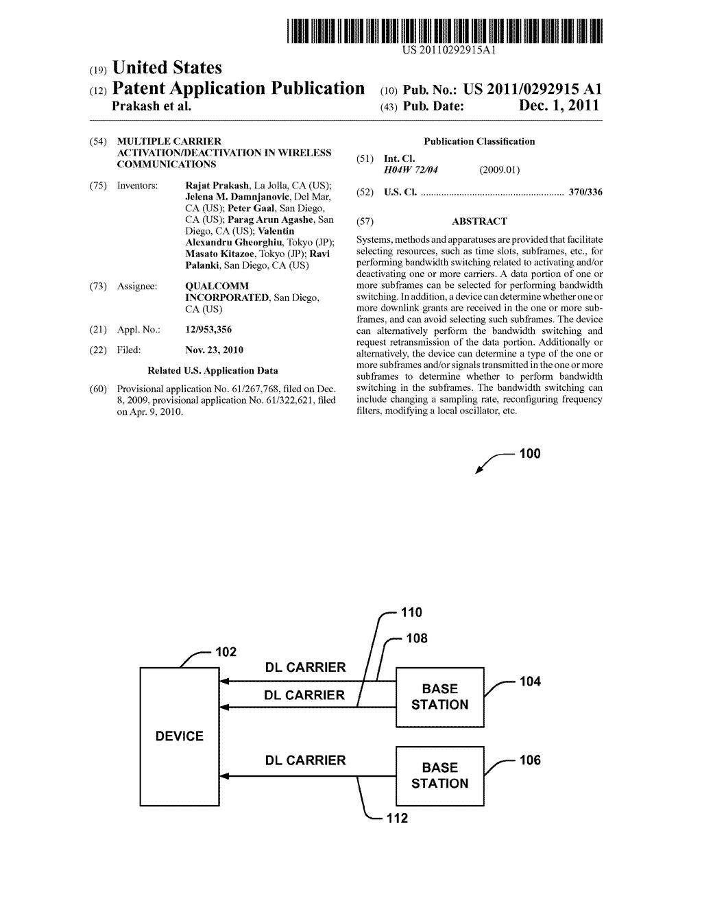 MULTIPLE CARRIER ACTIVATION/DEACTIVATION IN WIRELESS COMMUNICATIONS - diagram, schematic, and image 01