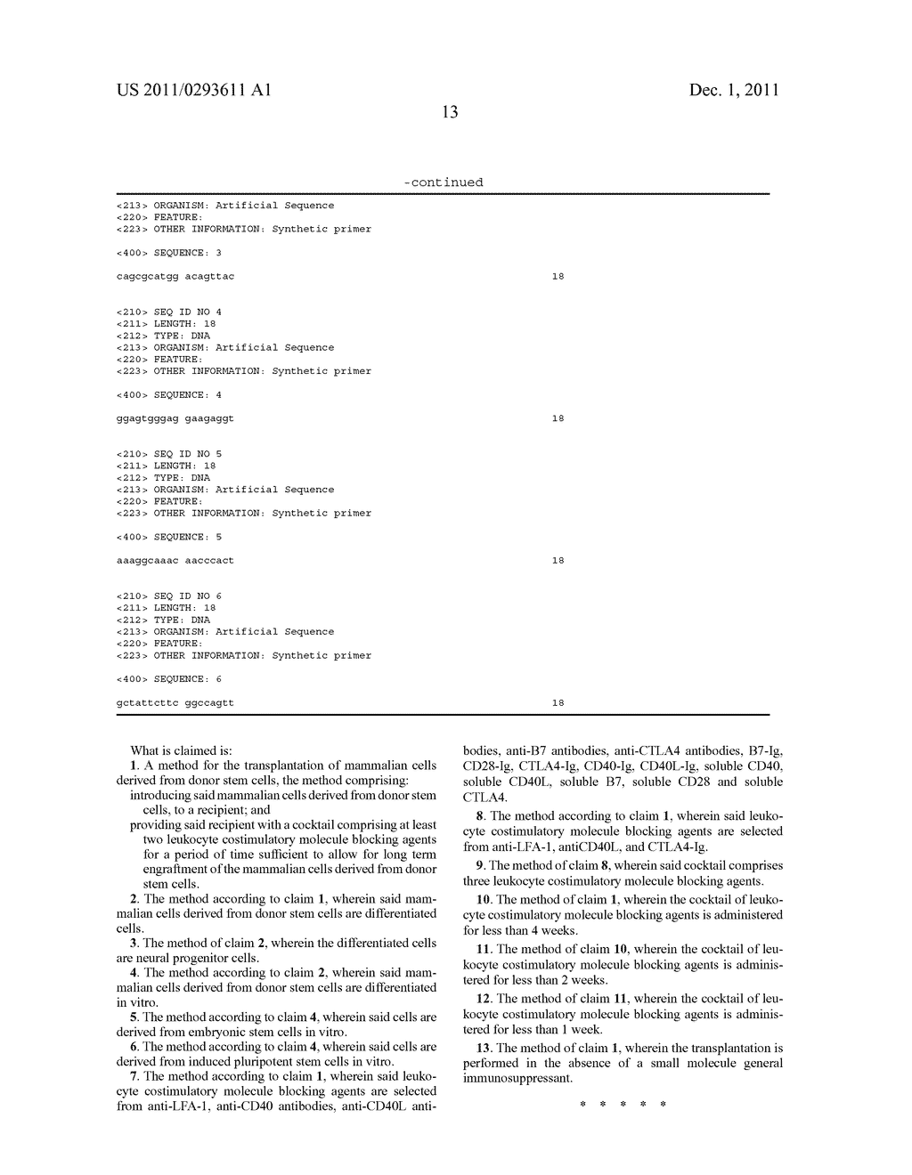 Prevention of immunological rejection of transplanted stem cells by     leukocyte costimulatory molecule blockade - diagram, schematic, and image 21