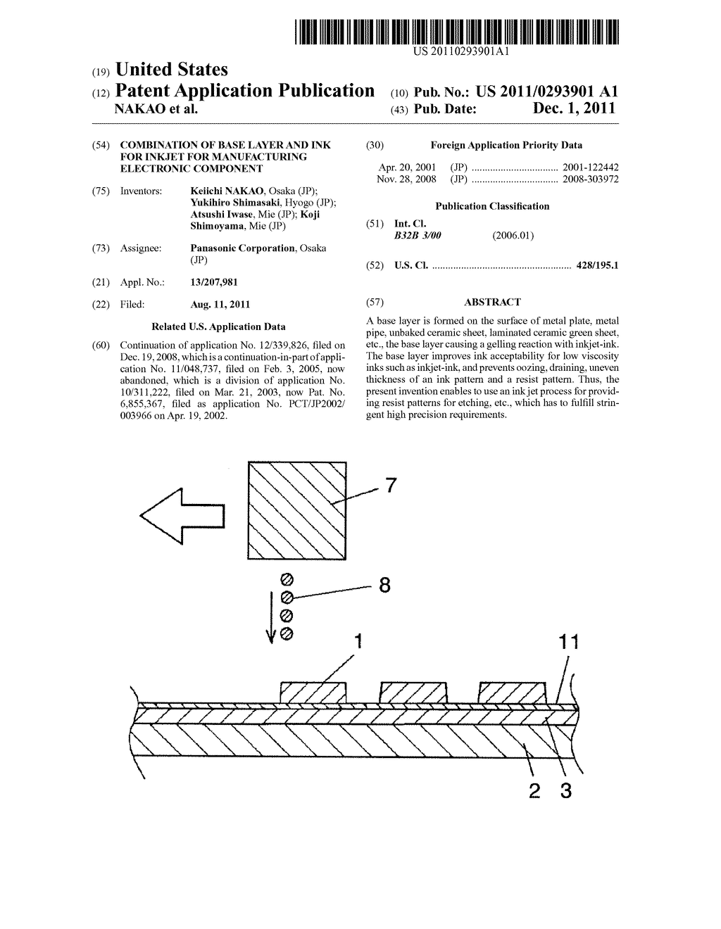 COMBINATION OF BASE LAYER AND INK FOR INKJET FOR MANUFACTURING ELECTRONIC     COMPONENT - diagram, schematic, and image 01