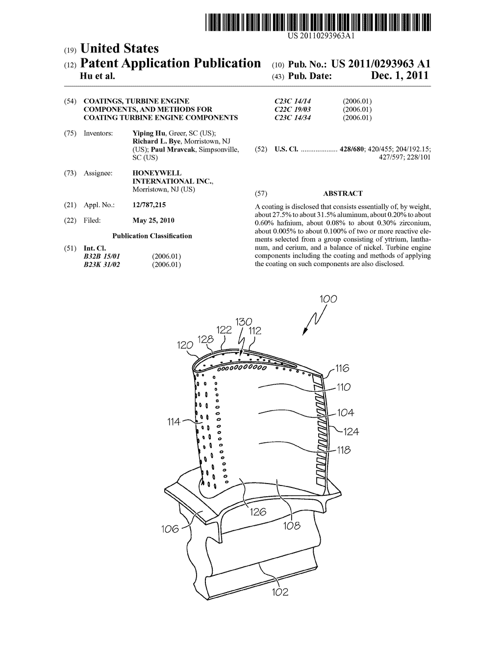 COATINGS, TURBINE ENGINE COMPONENTS, AND METHODS FOR COATING TURBINE     ENGINE COMPONENTS - diagram, schematic, and image 01