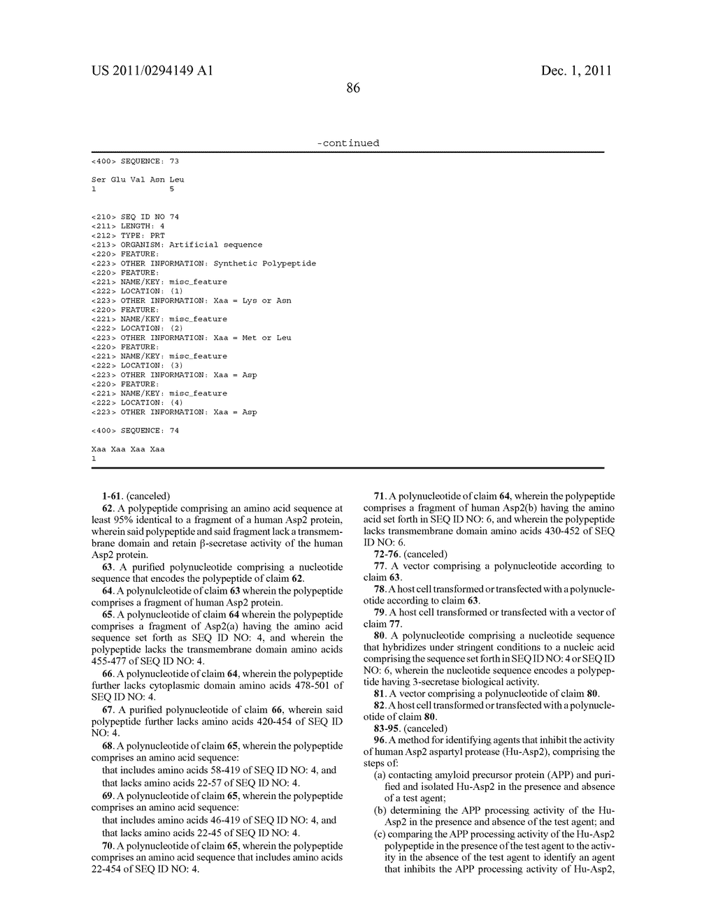 Alzheimer's Disease Secretase, APP Substrates Therefor, and Uses Therefor - diagram, schematic, and image 105