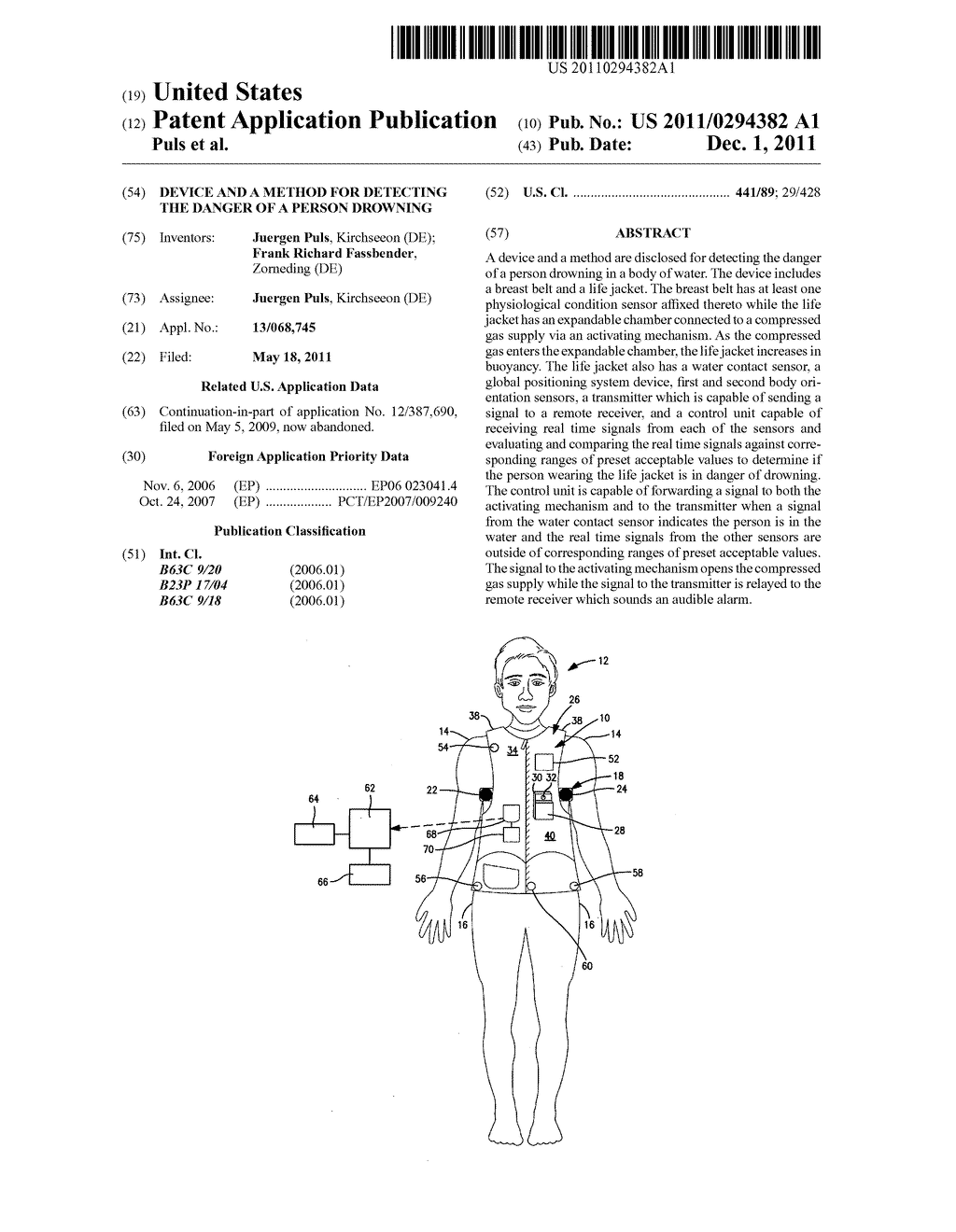 Device and a method for detecting the danger of a person drowning - diagram, schematic, and image 01