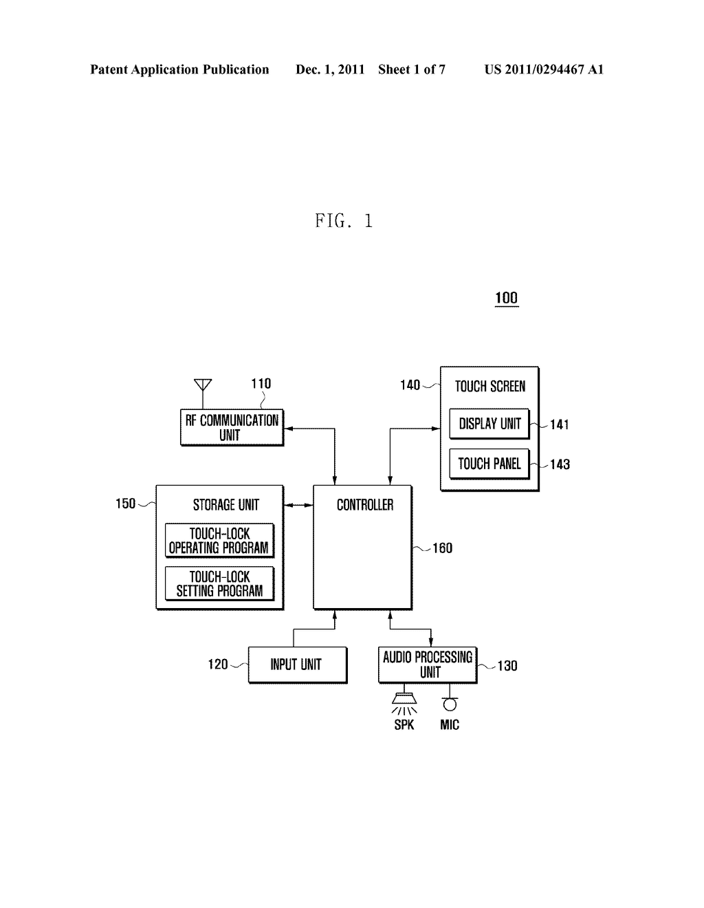 MOBILE DEVICE HAVING A TOUCH-LOCK STATE AND METHOD FOR OPERATING THE     MOBILE DEVICE - diagram, schematic, and image 02