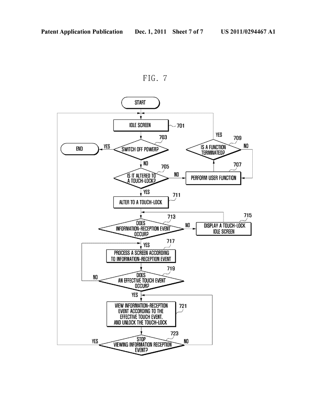 MOBILE DEVICE HAVING A TOUCH-LOCK STATE AND METHOD FOR OPERATING THE     MOBILE DEVICE - diagram, schematic, and image 08