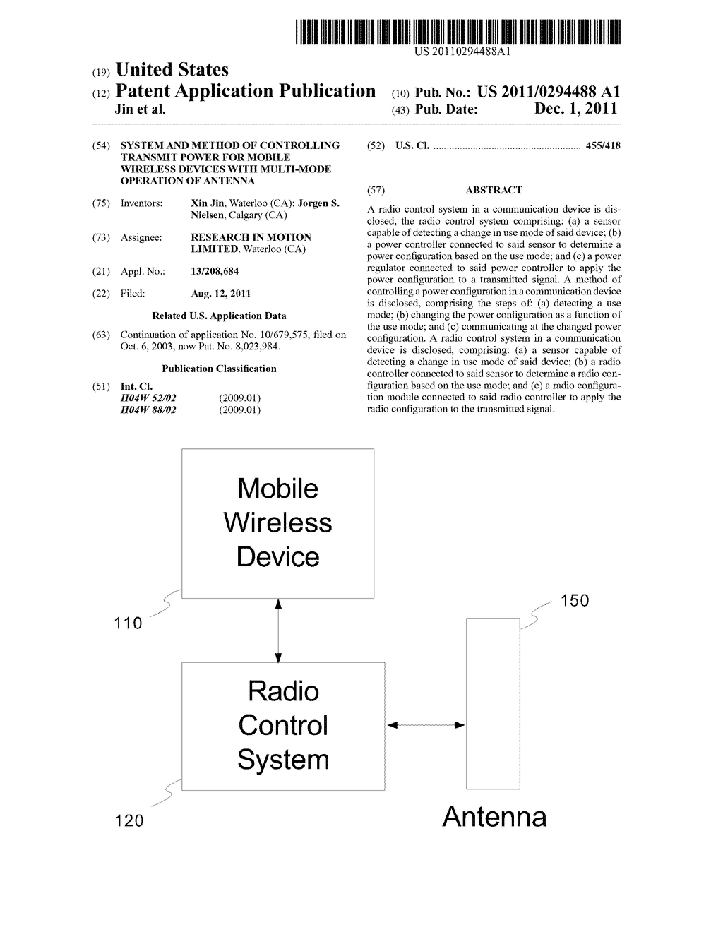 SYSTEM AND METHOD OF CONTROLLING TRANSMIT POWER FOR MOBILE WIRELESS     DEVICES WITH MULTI-MODE OPERATION OF ANTENNA - diagram, schematic, and image 01