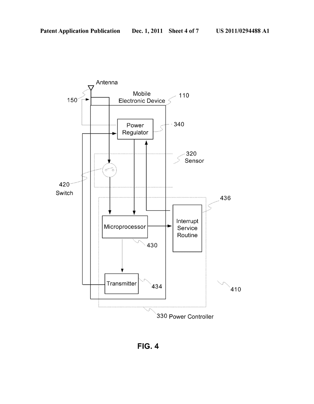 SYSTEM AND METHOD OF CONTROLLING TRANSMIT POWER FOR MOBILE WIRELESS     DEVICES WITH MULTI-MODE OPERATION OF ANTENNA - diagram, schematic, and image 05