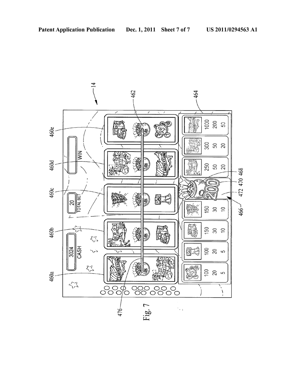 Wagering Game With Active Paytable Highlighting Winning Combinations - diagram, schematic, and image 08