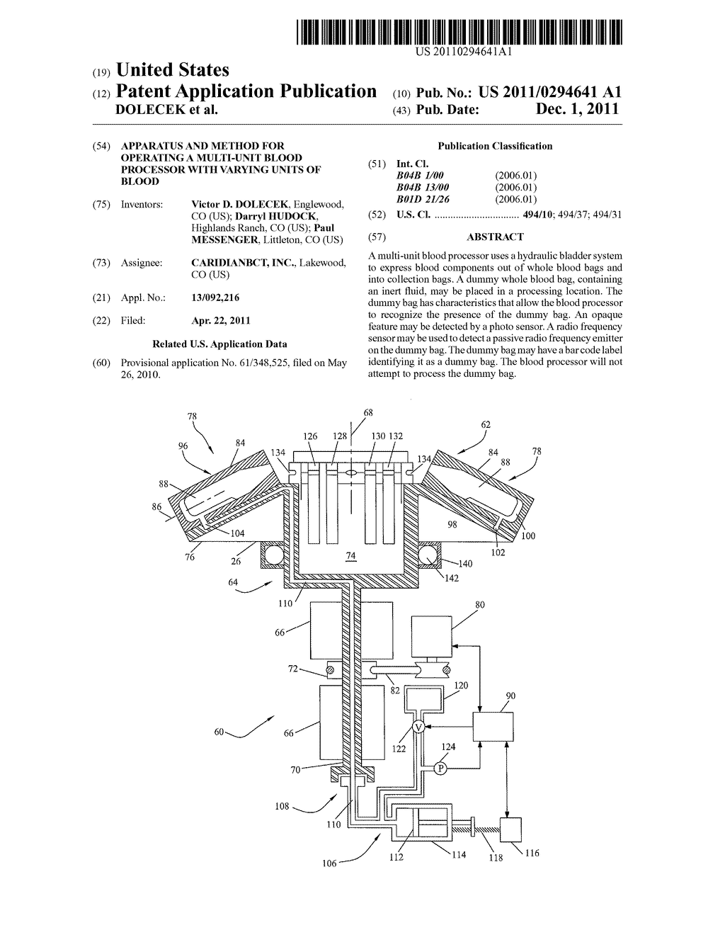 Apparatus and Method for Operating a Multi-Unit Blood Processor with     Varying Units of Blood - diagram, schematic, and image 01