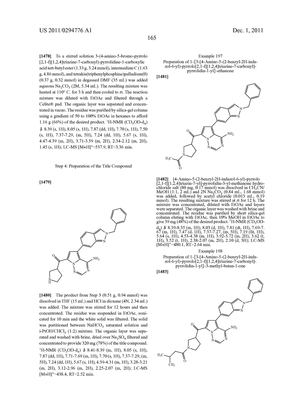 Pyrrolo[2,1-F] [1,2,4] Triazin-4-Ylamines IGF-1R Kinase Inhibitors for the     Treatment of Cancer and Other Hyperproliferative Diseases - diagram, schematic, and image 165