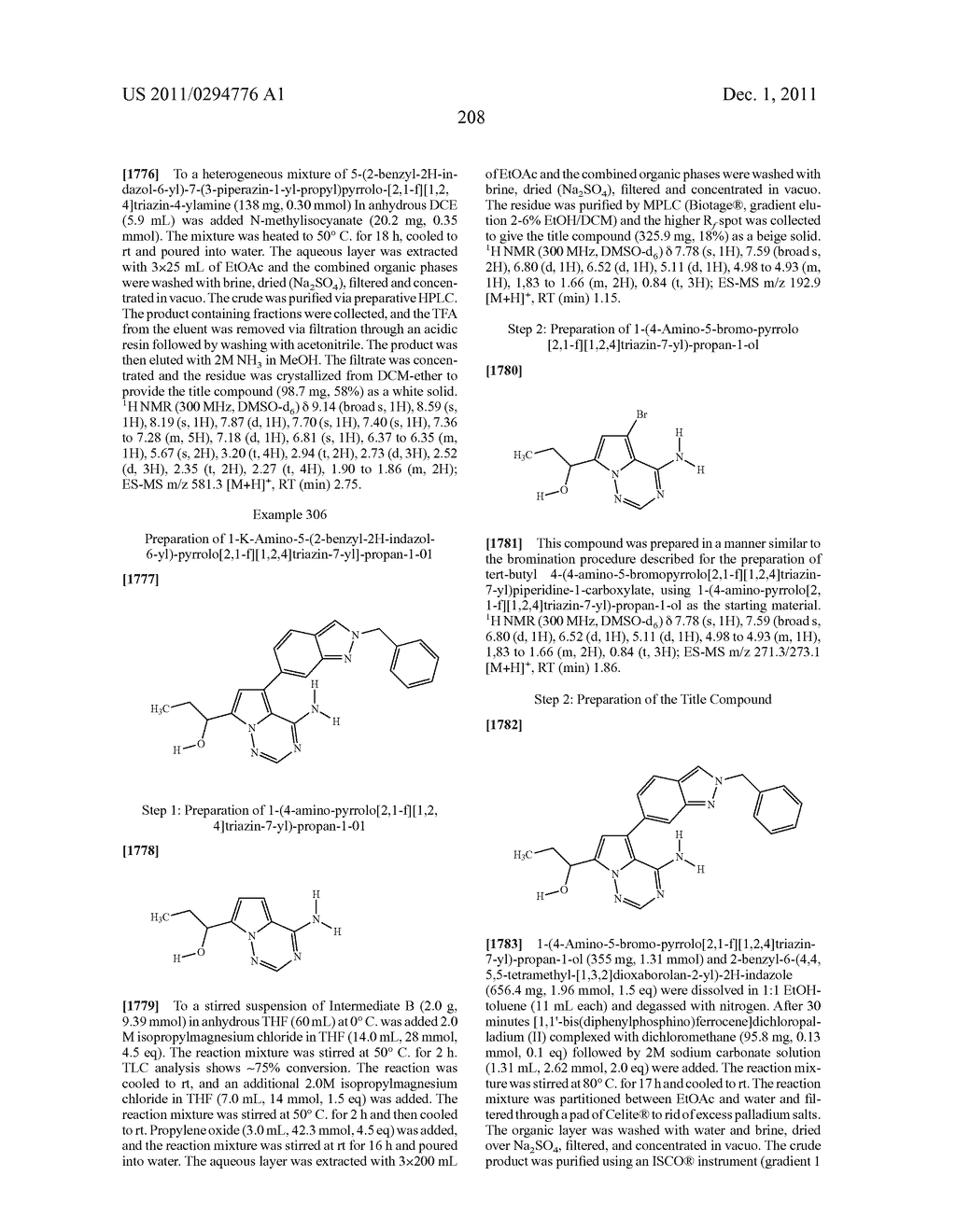 Pyrrolo[2,1-F] [1,2,4] Triazin-4-Ylamines IGF-1R Kinase Inhibitors for the     Treatment of Cancer and Other Hyperproliferative Diseases - diagram, schematic, and image 208