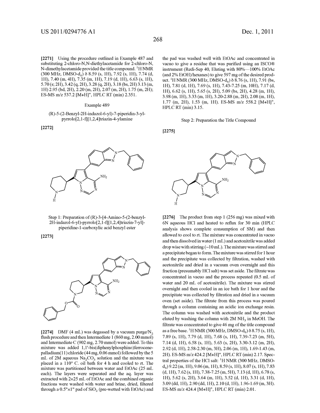 Pyrrolo[2,1-F] [1,2,4] Triazin-4-Ylamines IGF-1R Kinase Inhibitors for the     Treatment of Cancer and Other Hyperproliferative Diseases - diagram, schematic, and image 268