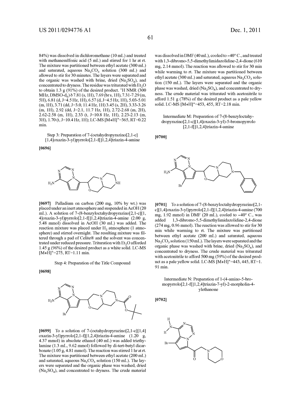 Pyrrolo[2,1-F] [1,2,4] Triazin-4-Ylamines IGF-1R Kinase Inhibitors for the     Treatment of Cancer and Other Hyperproliferative Diseases - diagram, schematic, and image 62