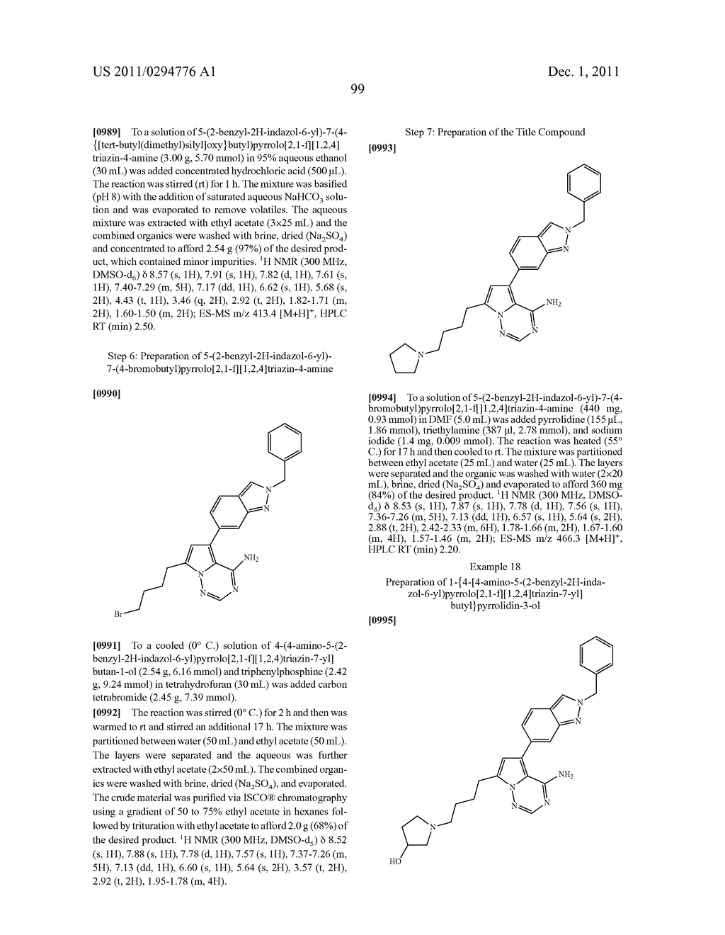 Pyrrolo[2,1-F] [1,2,4] Triazin-4-Ylamines IGF-1R Kinase Inhibitors for the     Treatment of Cancer and Other Hyperproliferative Diseases - diagram, schematic, and image 99