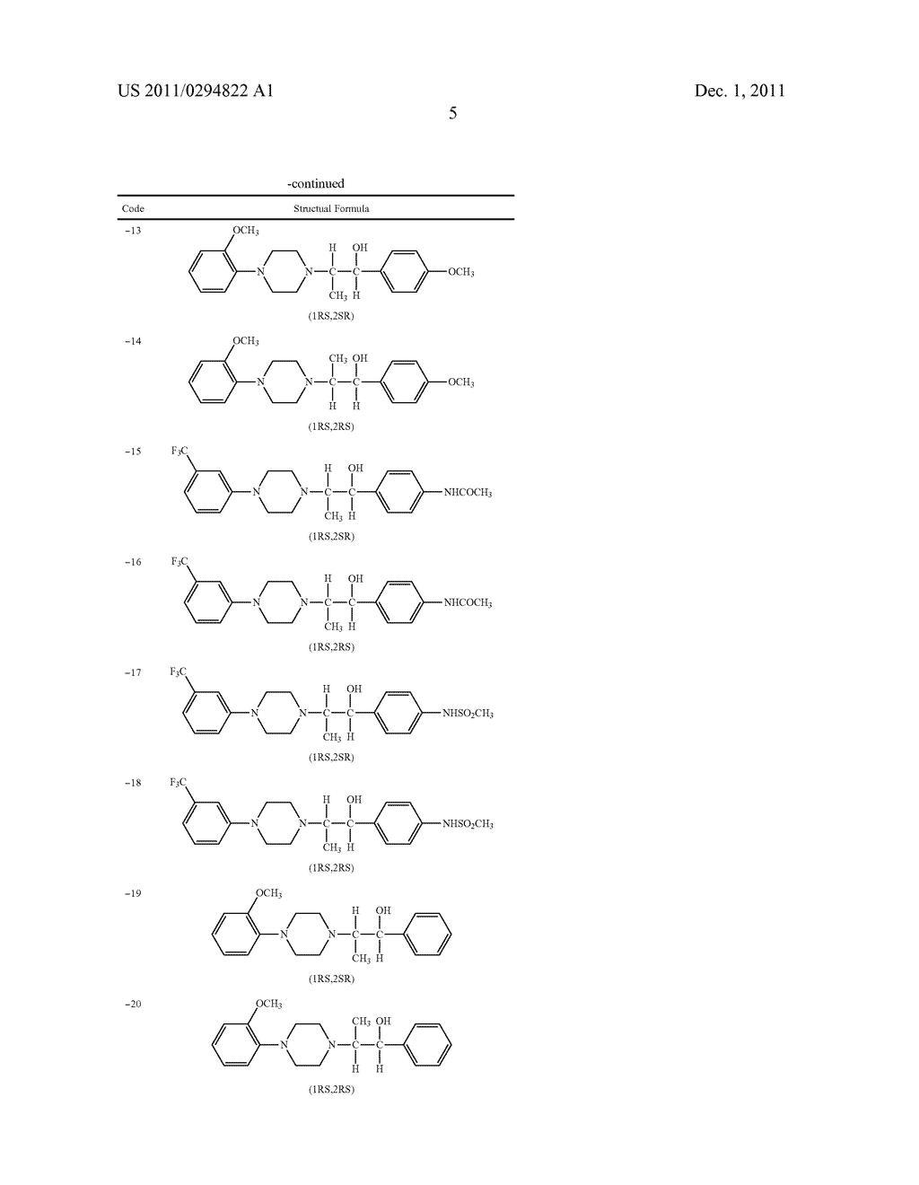 Substituted Phenylpiperazinyl Aralkylalcohol Derivatives, Pharmaceutical     Compositions Containing Such Derivatives and Uses Thereof - diagram, schematic, and image 06