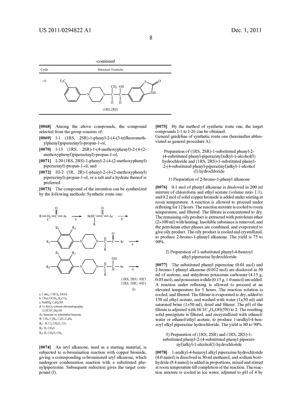 Substituted Phenylpiperazinyl Aralkylalcohol Derivatives, Pharmaceutical     Compositions Containing Such Derivatives and Uses Thereof - diagram, schematic, and image 09