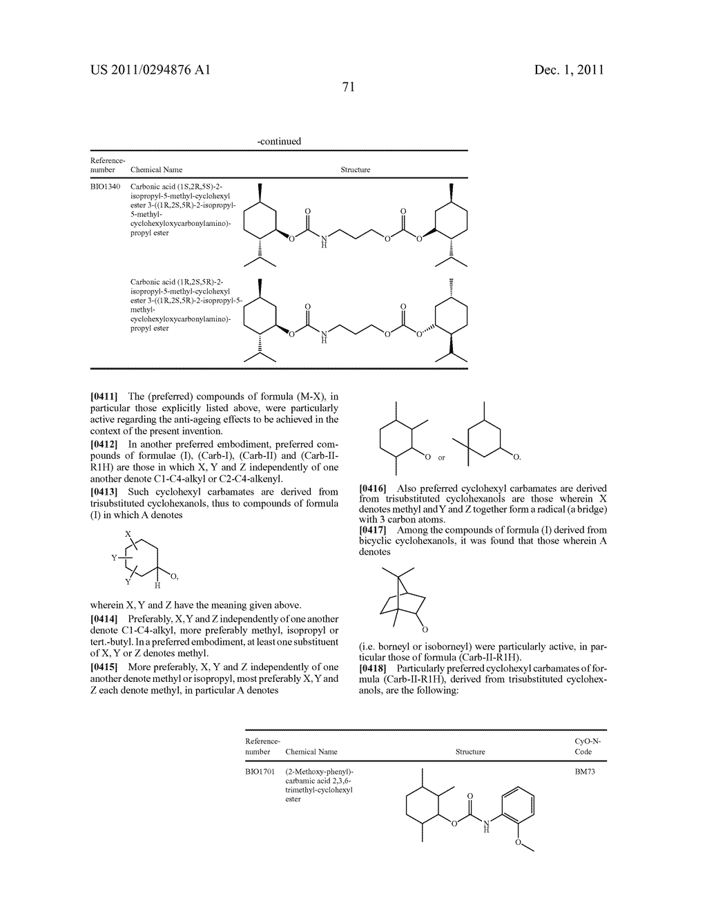 CYCLOHEXYL CARBAMATE COMPOUNDS AS ANTI-AGEING ACTIVES - diagram, schematic, and image 72