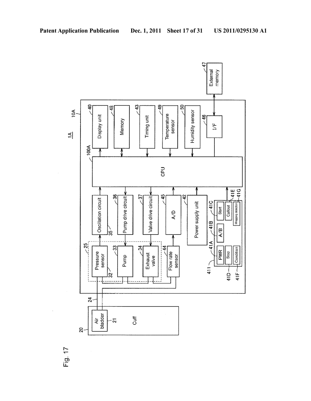 BLOOD PRESSURE MEASUREMENT DEVICE INCLUDING CUFF TO BE WRAPPED AROUND     MEASUREMENT SITE - diagram, schematic, and image 18