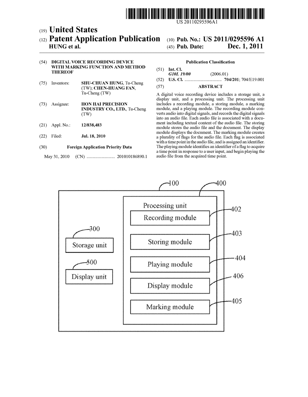 DIGITAL VOICE RECORDING DEVICE WITH MARKING FUNCTION AND METHOD THEREOF - diagram, schematic, and image 01