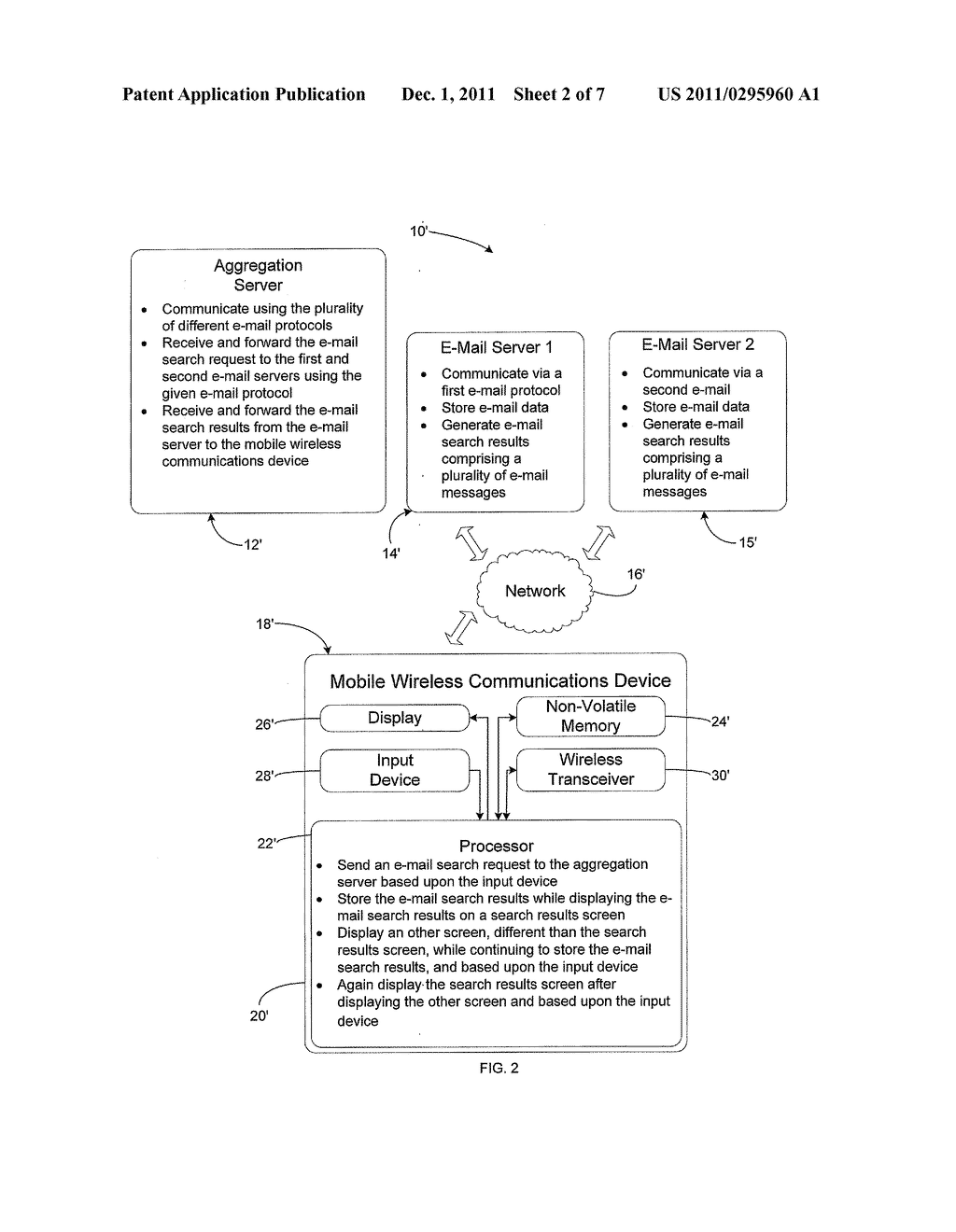 MOBILE WIRELESS COMMUNICATIONS DEVICE FOR STORING E-MAIL SEARCH RESULTS     AND ASSOCIATED METHODS - diagram, schematic, and image 03