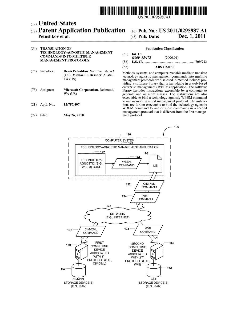 TRANSLATION OF TECHNOLOGY-AGNOSTIC MANAGEMENT COMMANDS INTO MULTIPLE     MANAGEMENT PROTOCOLS - diagram, schematic, and image 01