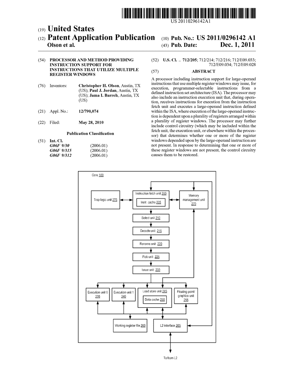 PROCESSOR AND METHOD PROVIDING INSTRUCTION SUPPORT FOR INSTRUCTIONS THAT     UTILIZE MULTIPLE REGISTER WINDOWS - diagram, schematic, and image 01