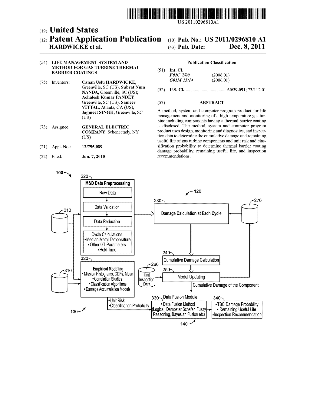 LIFE MANAGEMENT SYSTEM AND METHOD FOR GAS TURBINE THERMAL BARRIER COATINGS - diagram, schematic, and image 01