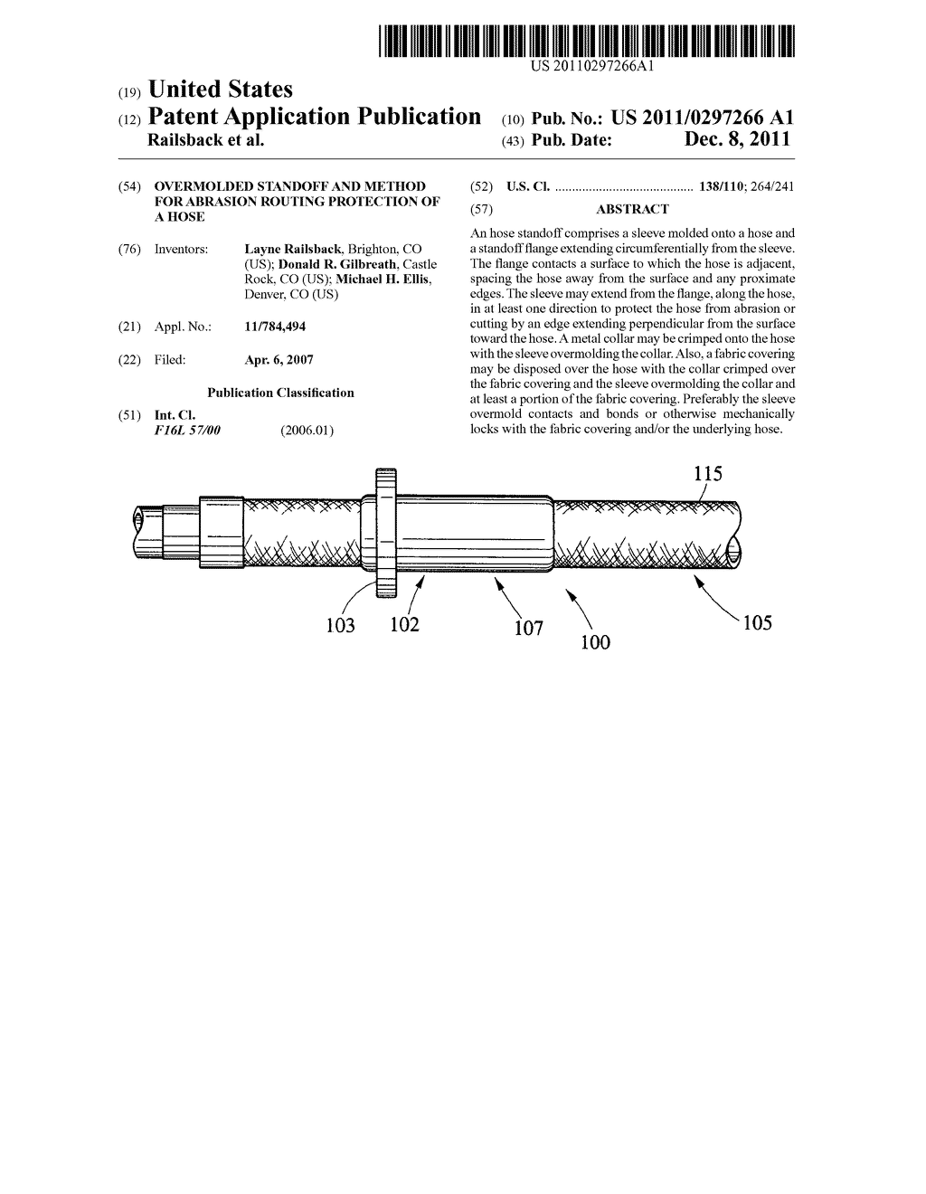 Overmolded standoff and method for abrasion routing protection of a hose - diagram, schematic, and image 01