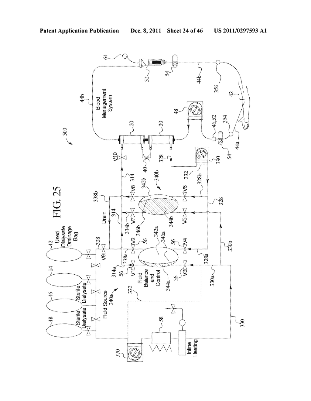 HEMODIALYSIS SYSTEM USING SORBENT AND RESERVOIR - diagram, schematic, and image 25