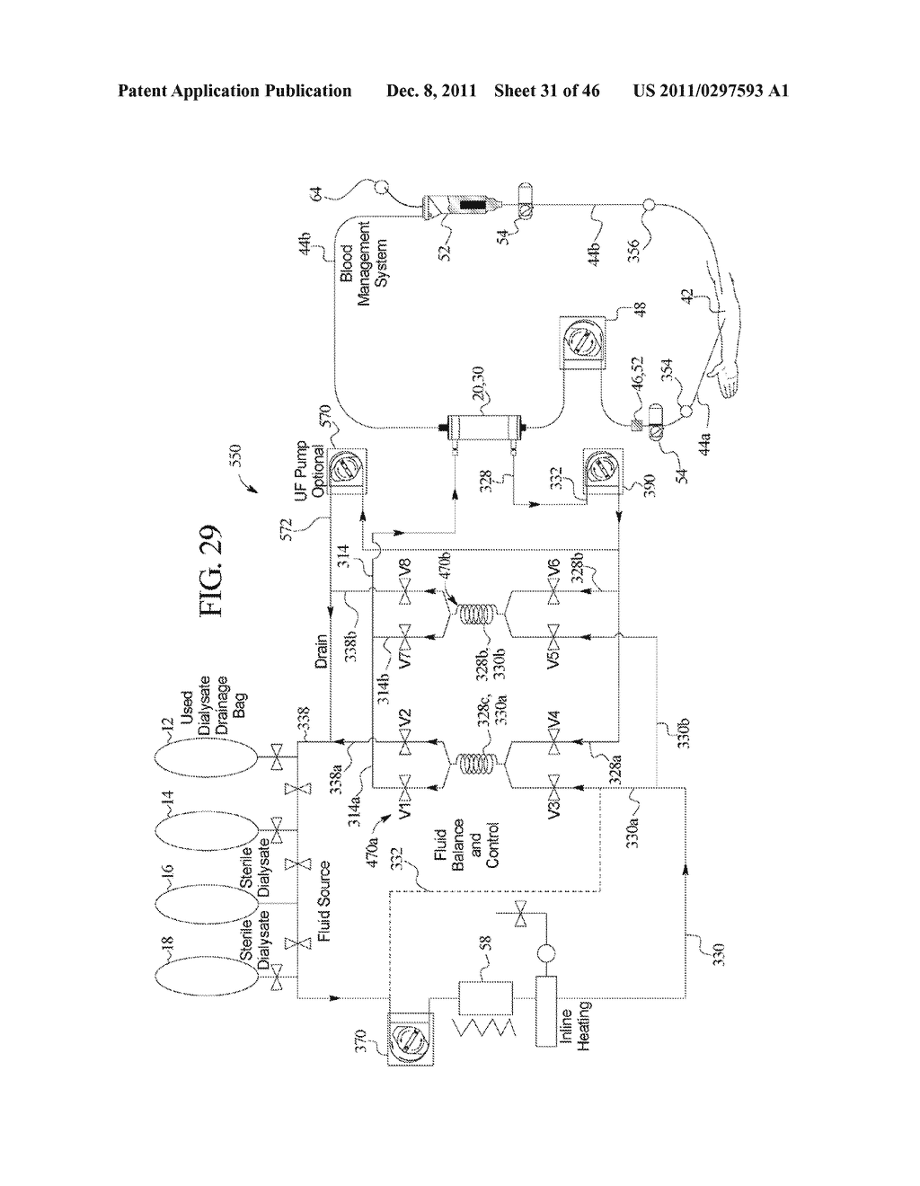 HEMODIALYSIS SYSTEM USING SORBENT AND RESERVOIR - diagram, schematic, and image 32