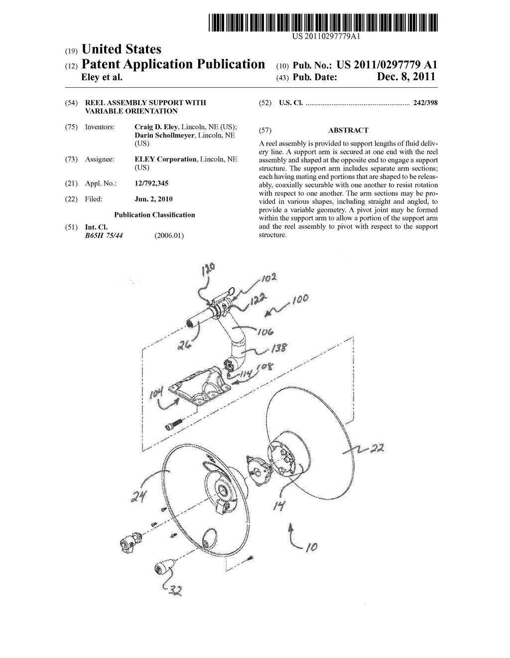 REEL ASSEMBLY SUPPORT WITH VARIABLE ORIENTATION - diagram, schematic, and image 01