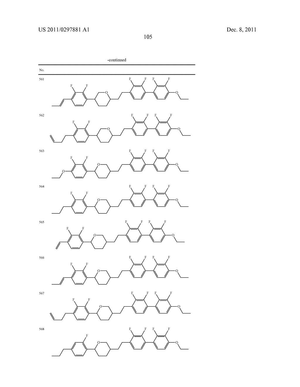 FOUR-RING LIQUID CRYSTAL COMPOUND HAVING TETRAHYDROPYRAN AND     2,2',3,3'-TETRAFLUOROBIPHENYL, LIQUID CRYSTAL COMPOSITION AND LIQUID     CRYSTAL DISPLAY DEVICE - diagram, schematic, and image 106