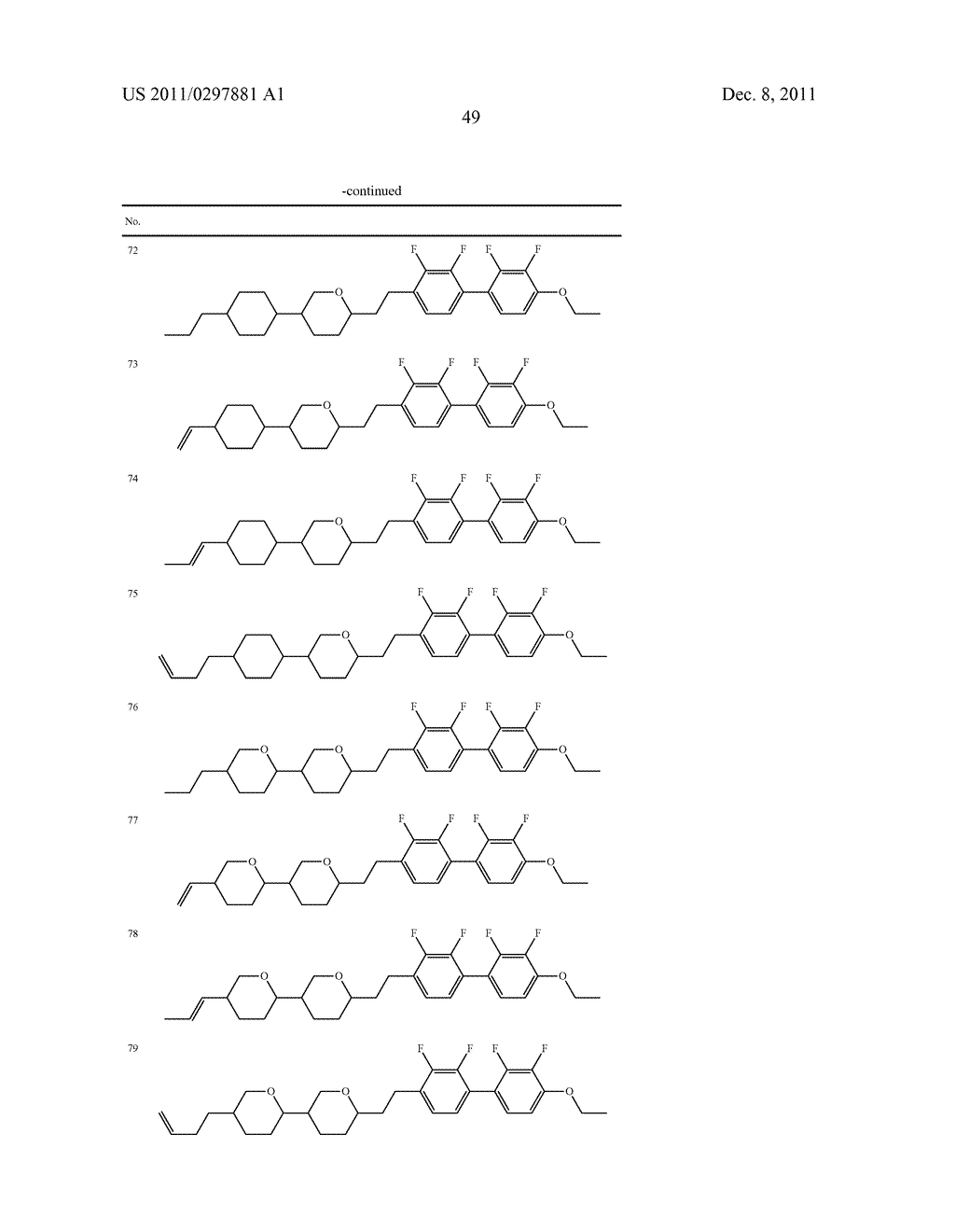 FOUR-RING LIQUID CRYSTAL COMPOUND HAVING TETRAHYDROPYRAN AND     2,2',3,3'-TETRAFLUOROBIPHENYL, LIQUID CRYSTAL COMPOSITION AND LIQUID     CRYSTAL DISPLAY DEVICE - diagram, schematic, and image 50