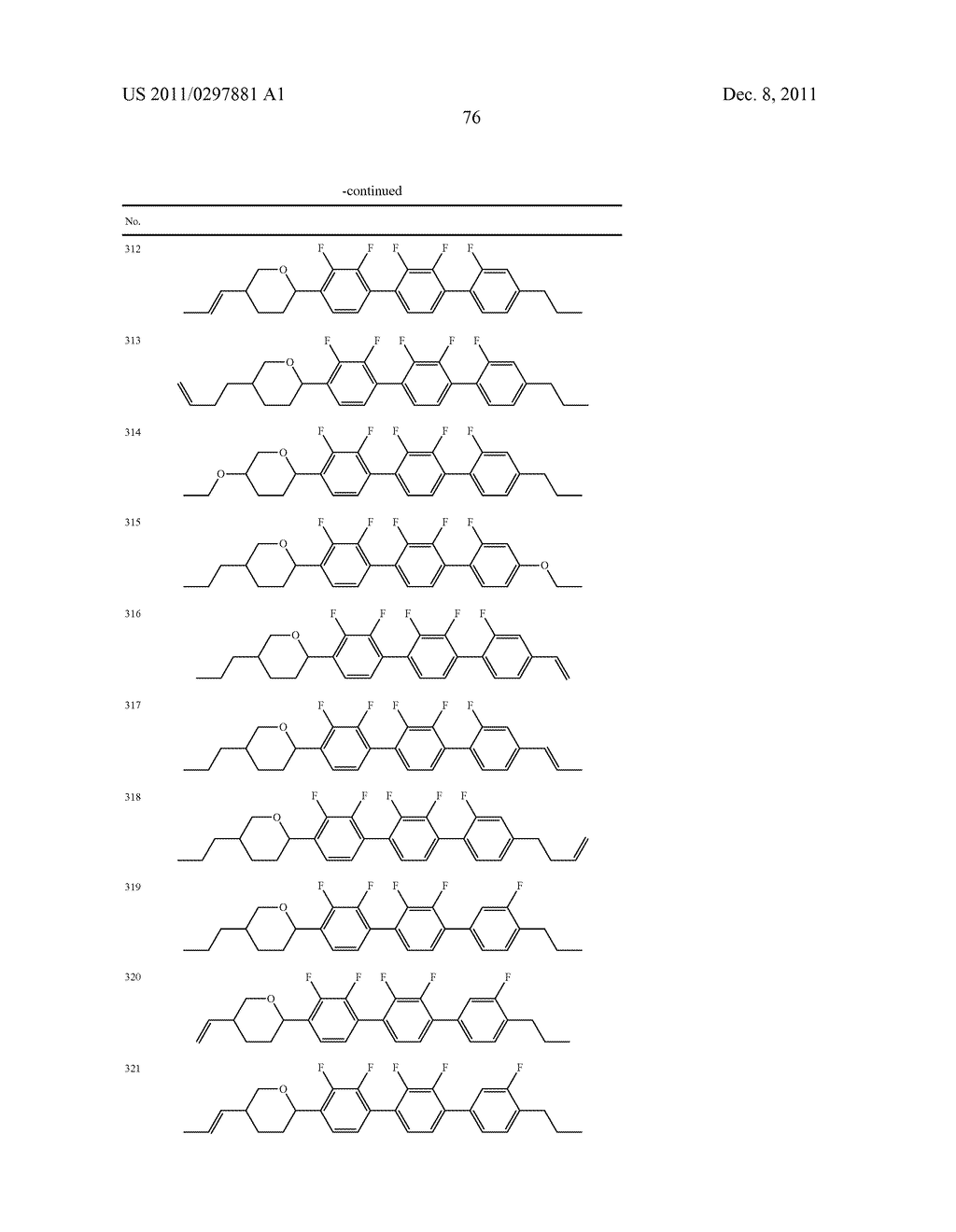 FOUR-RING LIQUID CRYSTAL COMPOUND HAVING TETRAHYDROPYRAN AND     2,2',3,3'-TETRAFLUOROBIPHENYL, LIQUID CRYSTAL COMPOSITION AND LIQUID     CRYSTAL DISPLAY DEVICE - diagram, schematic, and image 77