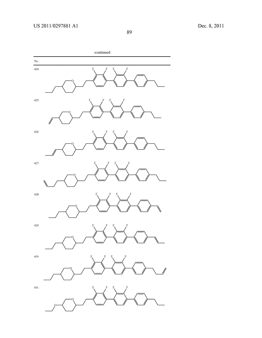 FOUR-RING LIQUID CRYSTAL COMPOUND HAVING TETRAHYDROPYRAN AND     2,2',3,3'-TETRAFLUOROBIPHENYL, LIQUID CRYSTAL COMPOSITION AND LIQUID     CRYSTAL DISPLAY DEVICE - diagram, schematic, and image 90