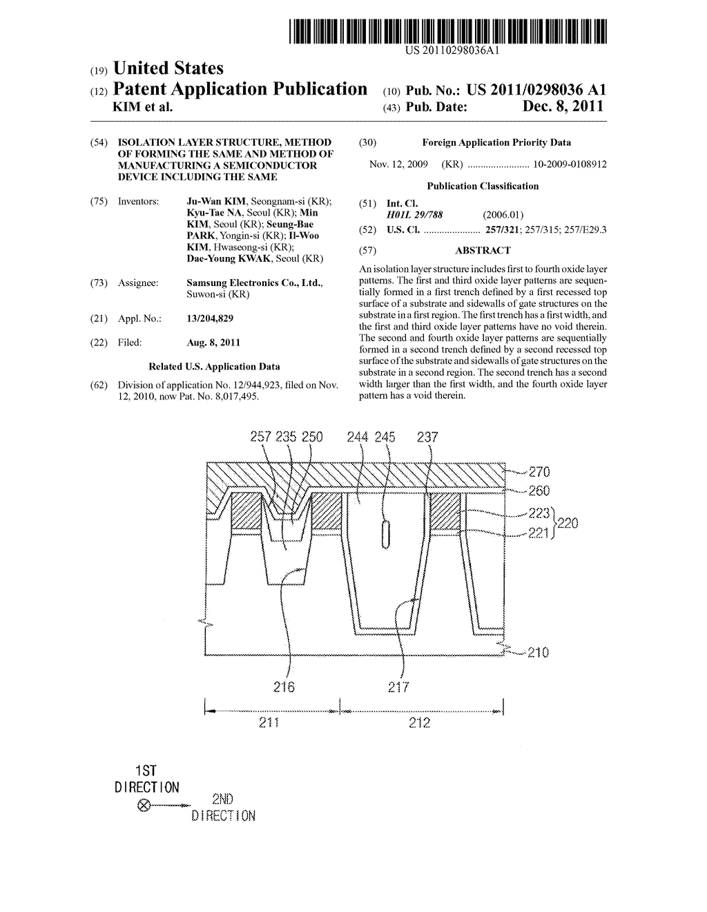 ISOLATION LAYER STRUCTURE, METHOD OF FORMING THE SAME AND METHOD OF     MANUFACTURING A SEMICONDUCTOR DEVICE INCLUDING THE SAME - diagram, schematic, and image 01