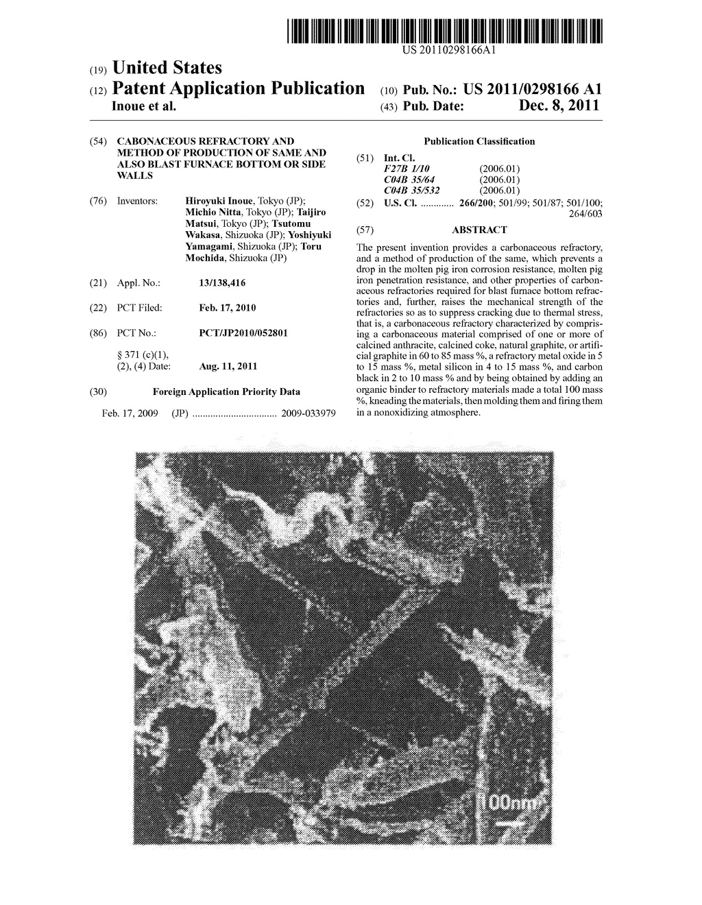 CABONACEOUS REFRACTORY AND METHOD OF PRODUCTION OF SAME AND ALSO BLAST     FURNACE BOTTOM OR SIDE WALLS - diagram, schematic, and image 01