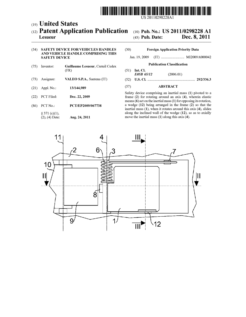 SAFETY DEVICE FOR VEHICLES HANDLES AND VEHICLE HANDLE COMPRISING THIS     SAFETY DEVICE - diagram, schematic, and image 01