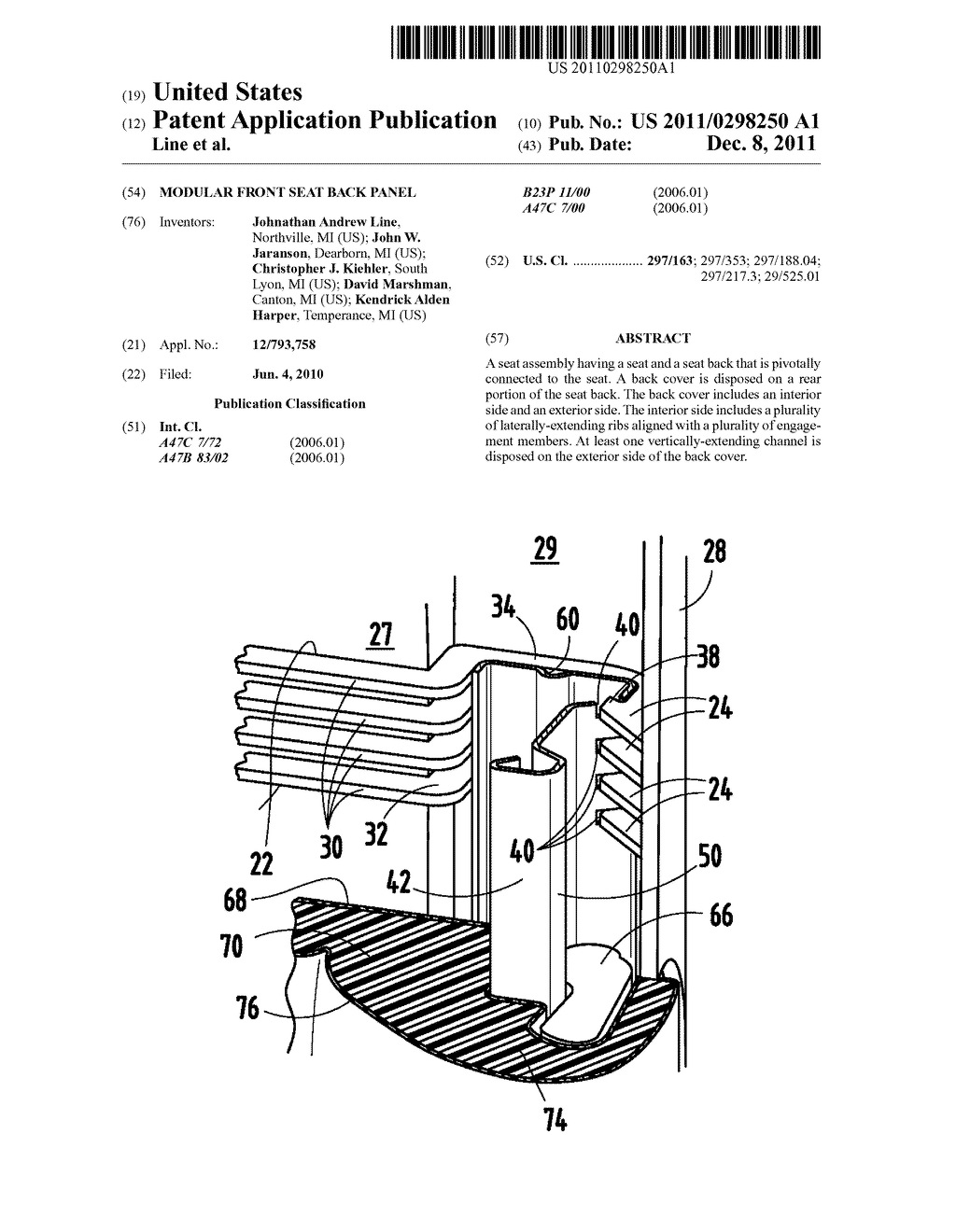 MODULAR FRONT SEAT BACK PANEL - diagram, schematic, and image 01