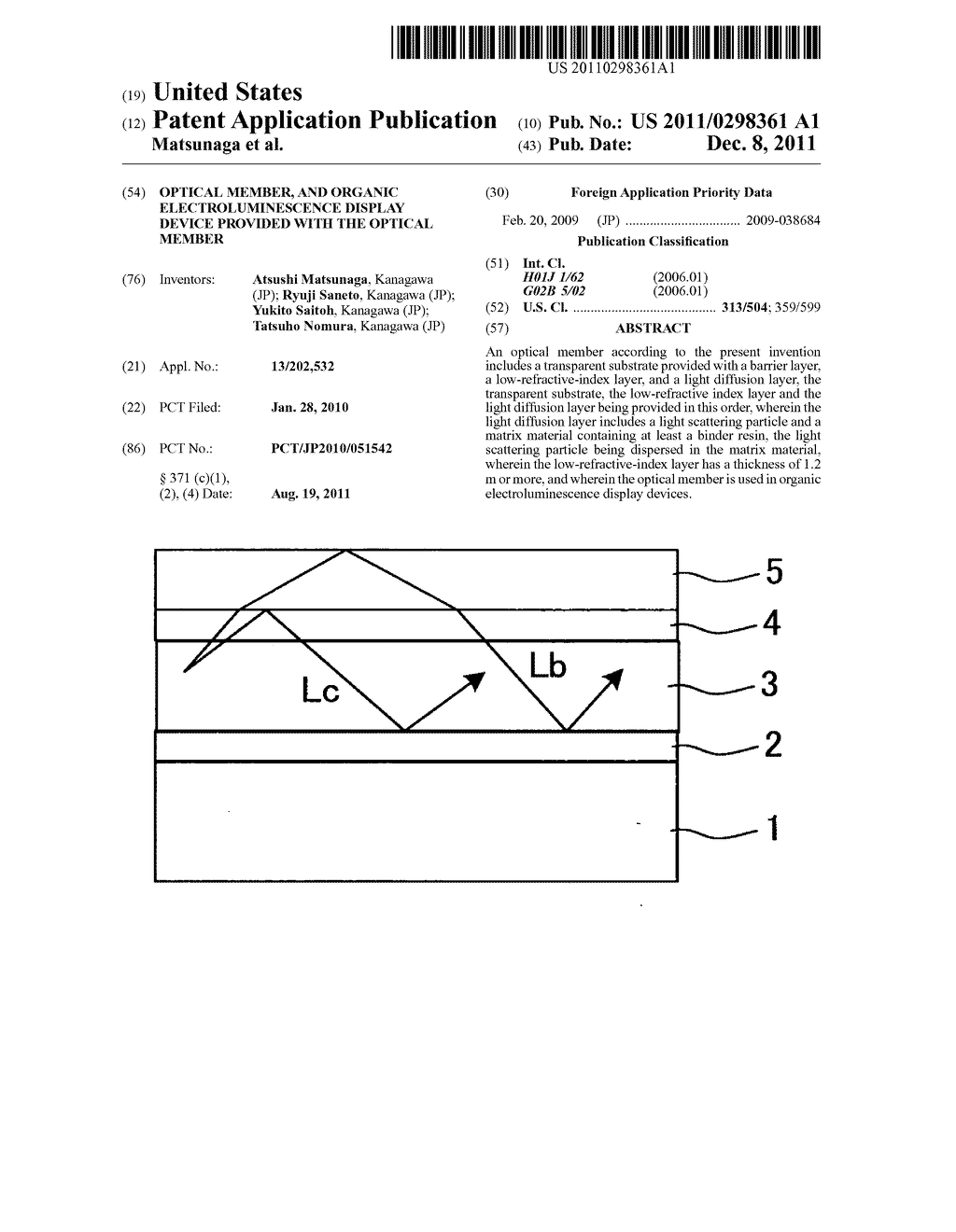 OPTICAL MEMBER, AND ORGANIC ELECTROLUMINESCENCE DISPLAY DEVICE PROVIDED     WITH THE OPTICAL MEMBER - diagram, schematic, and image 01