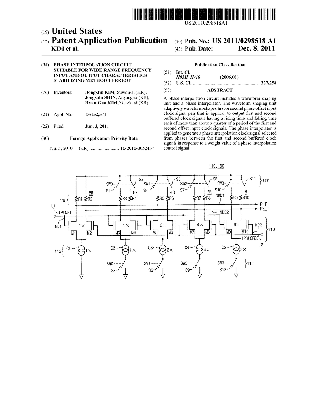 PHASE INTERPOLATION CIRCUIT SUITABLE FOR WIDE RANGE FREQUENCY INPUT AND     OUTPUT CHARACTERISTICS STABILIZING METHOD THEREOF - diagram, schematic, and image 01